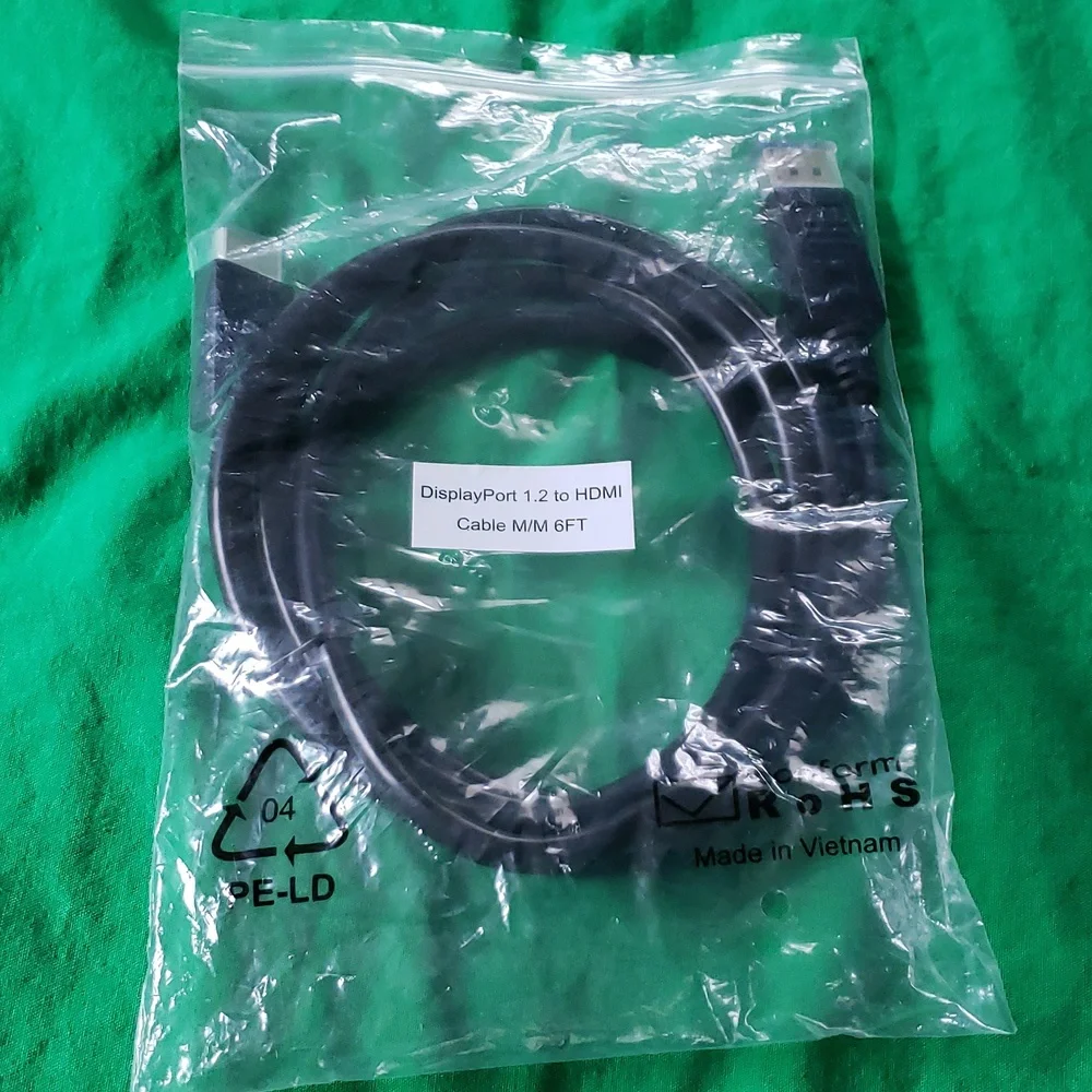 Displayport 1.2 to HDMI Cable M/M 6 ft. black New